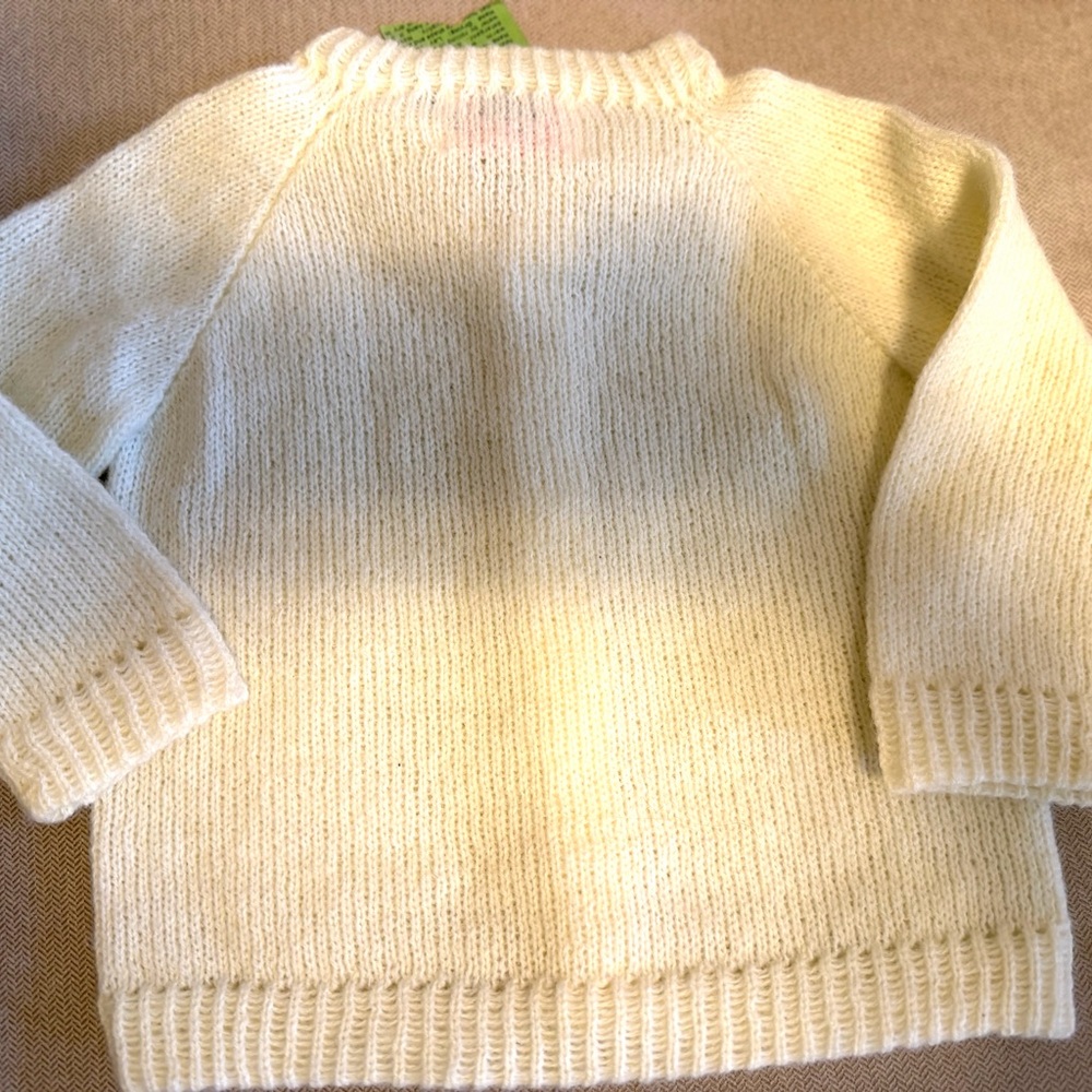 NWT Handmade Butter Yellow Knitted Baby Cardigan size 6-12mos made in Maine - Picture 5 of 6